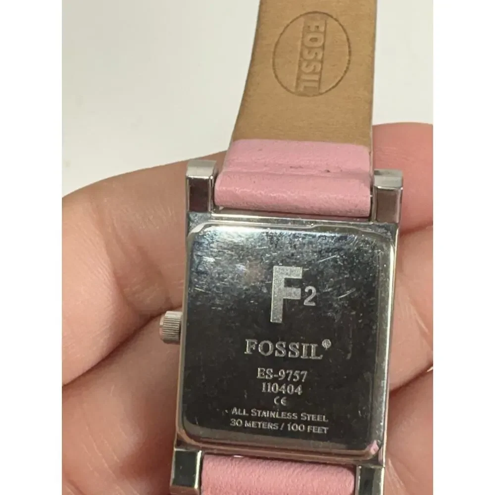 Fossil F2 Women's Watch ES-9757 Stainless Steel Watch Pink MOP Dial Leather Band